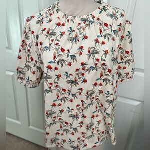 THML Floral Blouse with Red and Green Accents